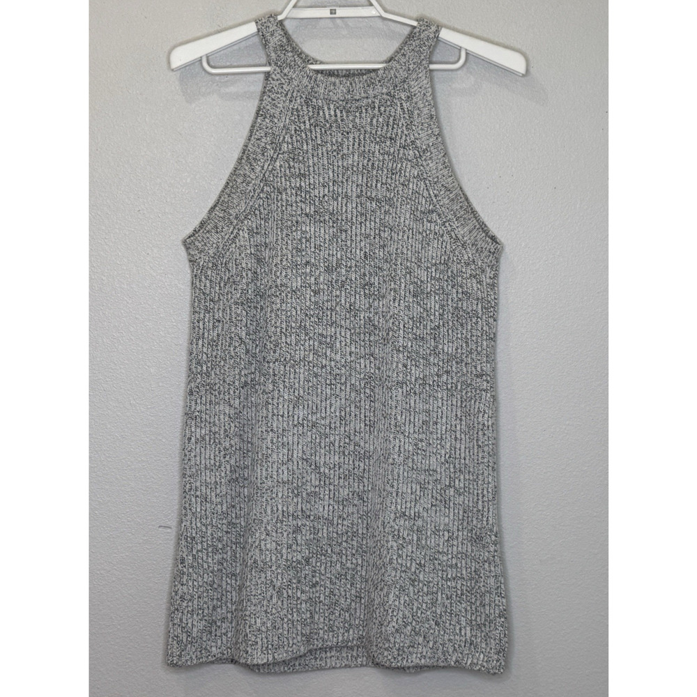 Madewell Valley Sweater Dress Womens Size Large Gray Halter Ribbed Knit Cotton